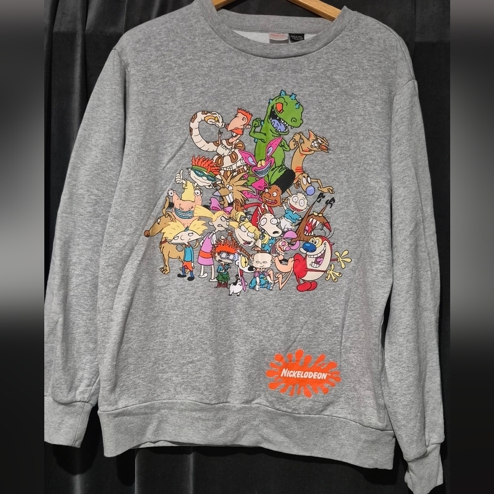 Nickelodeon Characters Gray Crewneck Sweater